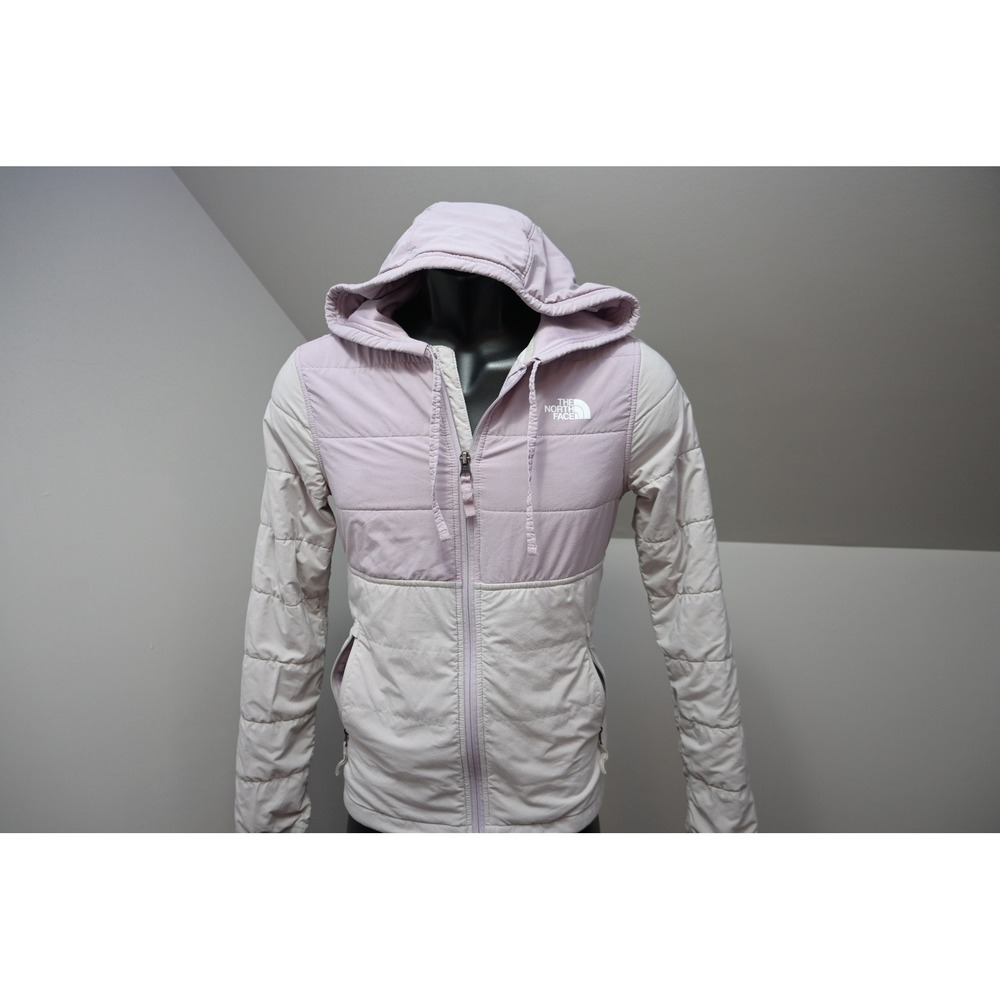 The North Face Jacket Womens XS Purple Tan Quilted Hooded Full Zip Excellent
